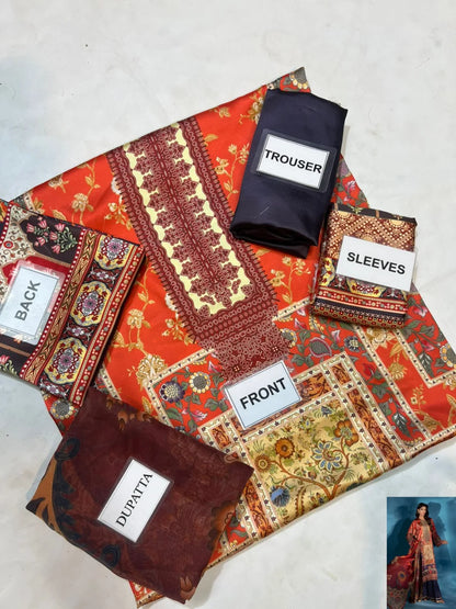 3-PC Silk suit with silk digital print dupatta FC-62
