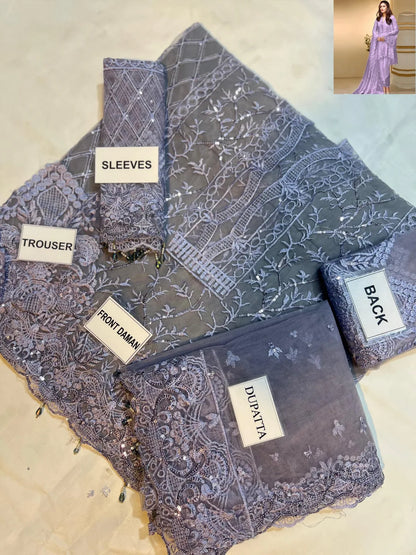 Fazr collection presenting 3 pc net suit with embroidered dupatta FC-54