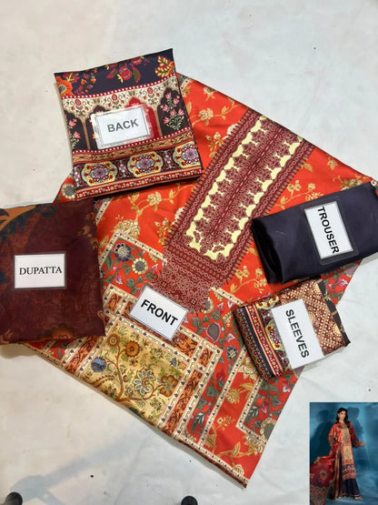 3-PC Silk suit with silk digital print dupatta FC-62