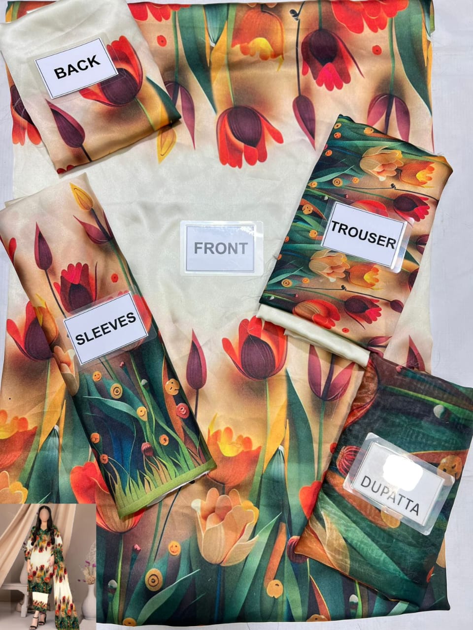 3-PC Digital Print Silk Suit With Silk Digital Print Dupatta FC-31