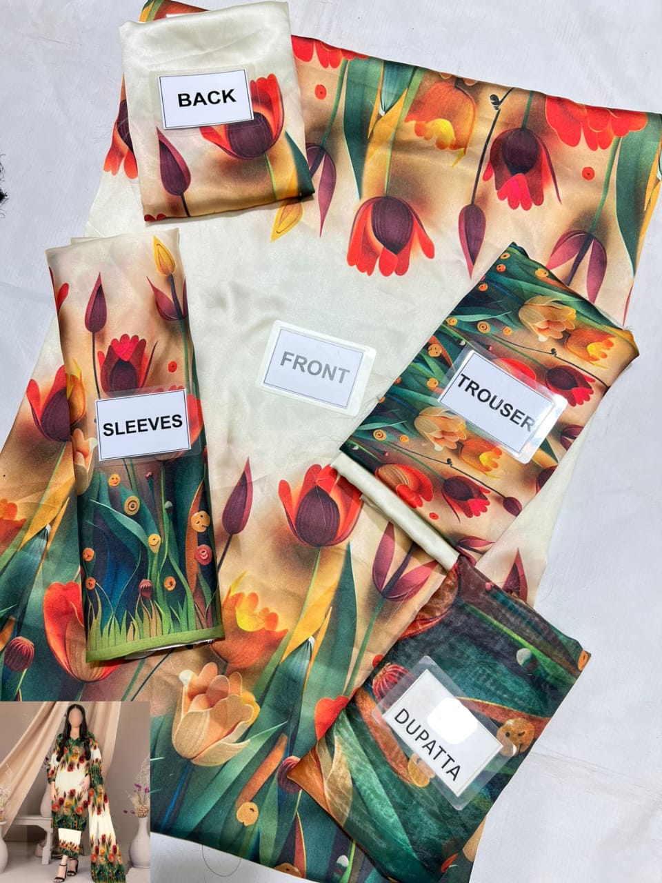 3-PC Digital Print Silk Suit With Silk Digital Print Dupatta FC-31