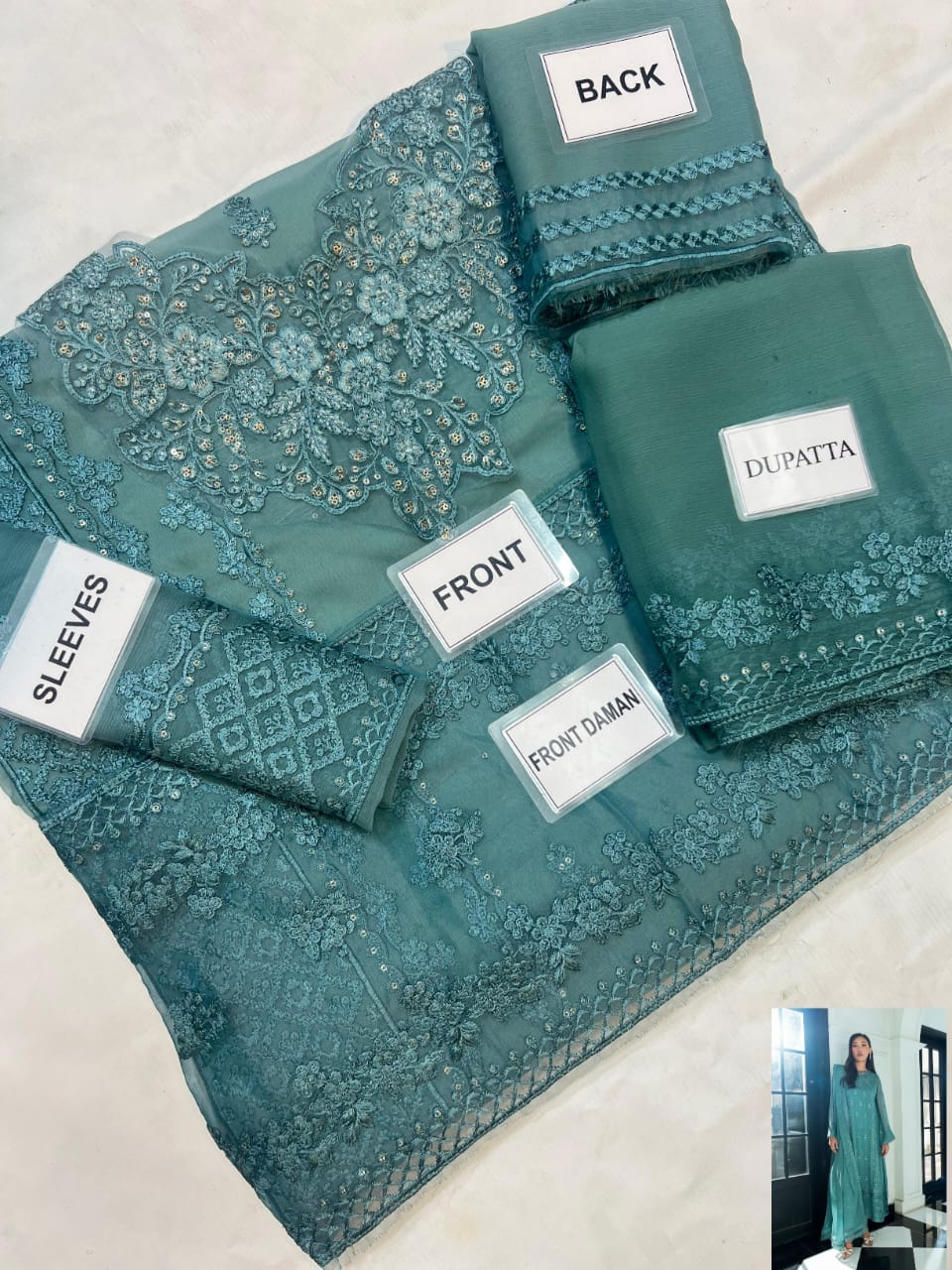 3-PC Chiffon suit wth malai trouser FC-63