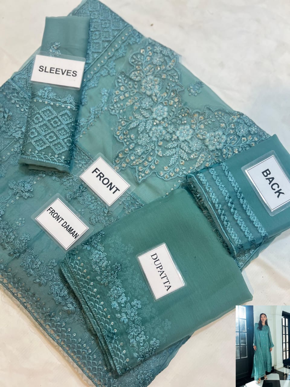 3-PC Chiffon suit wth malai trouser FC-63