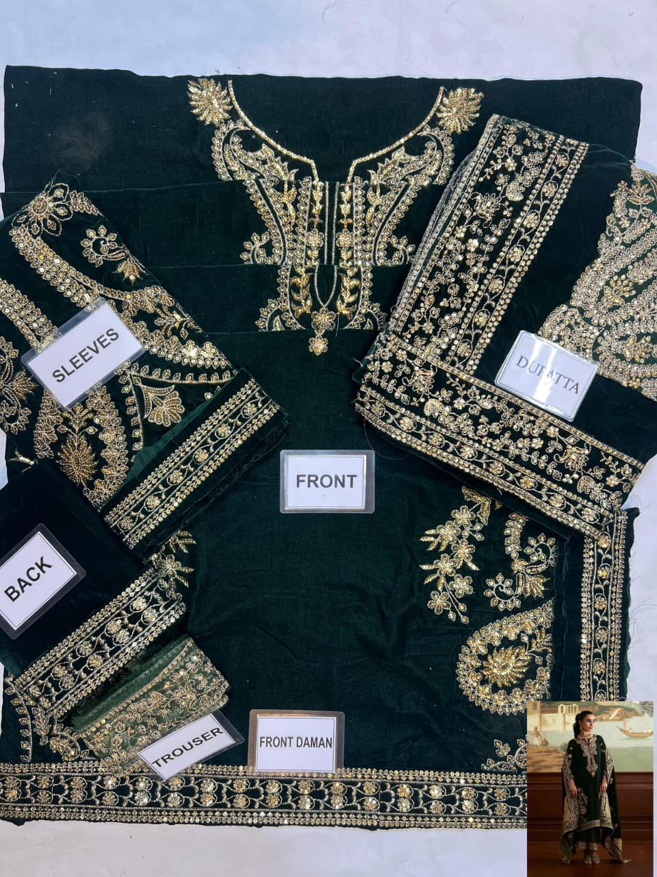 3-PC Suit Velvet with velvet dupatta FC-64