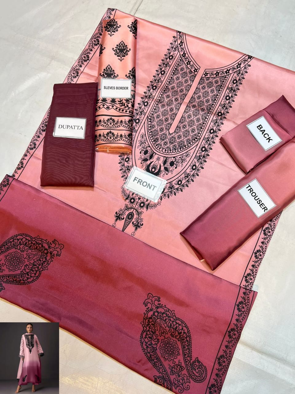 3-PC Digital Print Silk Suit With Silk Digital Print Dupatta FC-26